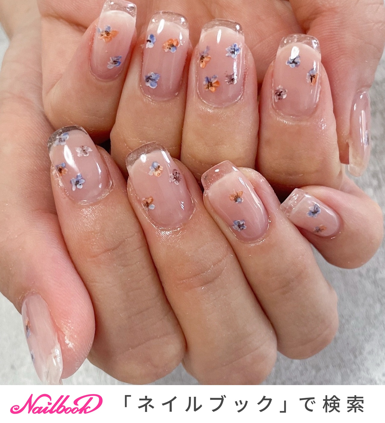 フラワー/クリアフレンチのネイルデザイン｜ネイルブック