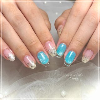 おすすめ順｜マグネット/水色/#クリアフレンチのネイルデザイン