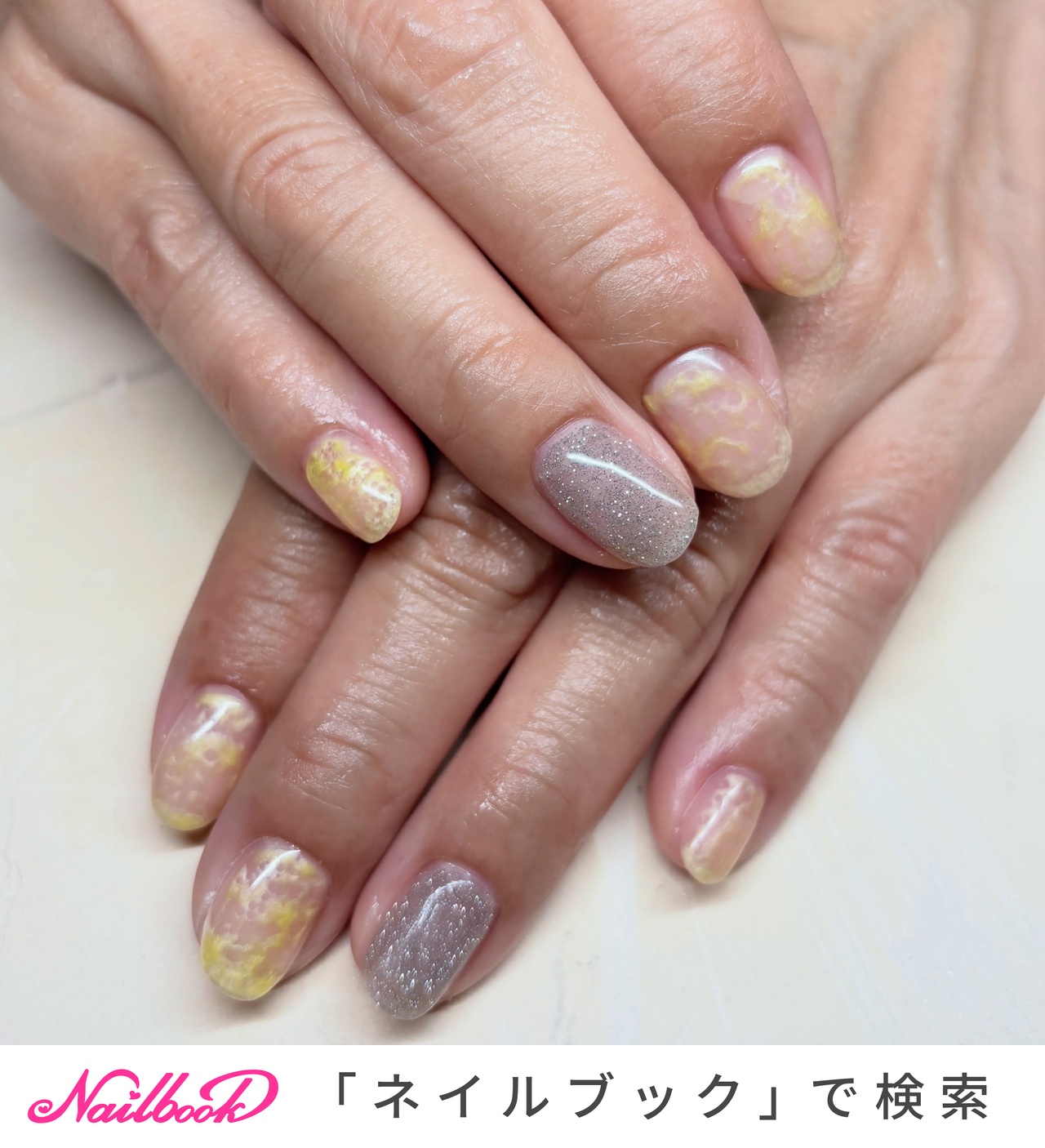 【カラー変更無料】ネイルチップ　オーダー　付け爪　シェルネイル　夏　ニュアンス 2026年】新着順｜ニュアンス/イエローのネイルデザイン｜ネイルブック