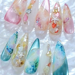 夏/ニュアンス/マグネットのネイルデザイン｜ネイルブック