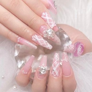 ネイルチップ うる艶 花嫁ネイル レース 夏 ホワイト ちゅるん リボン