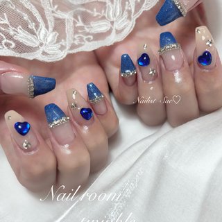 ブルー(青)/ワンホンネイルのネイルデザイン｜ネイルブック