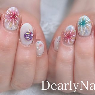 夏/七夕/浴衣/シースルー/水滴 - happy_nailのネイルデザイン[No
