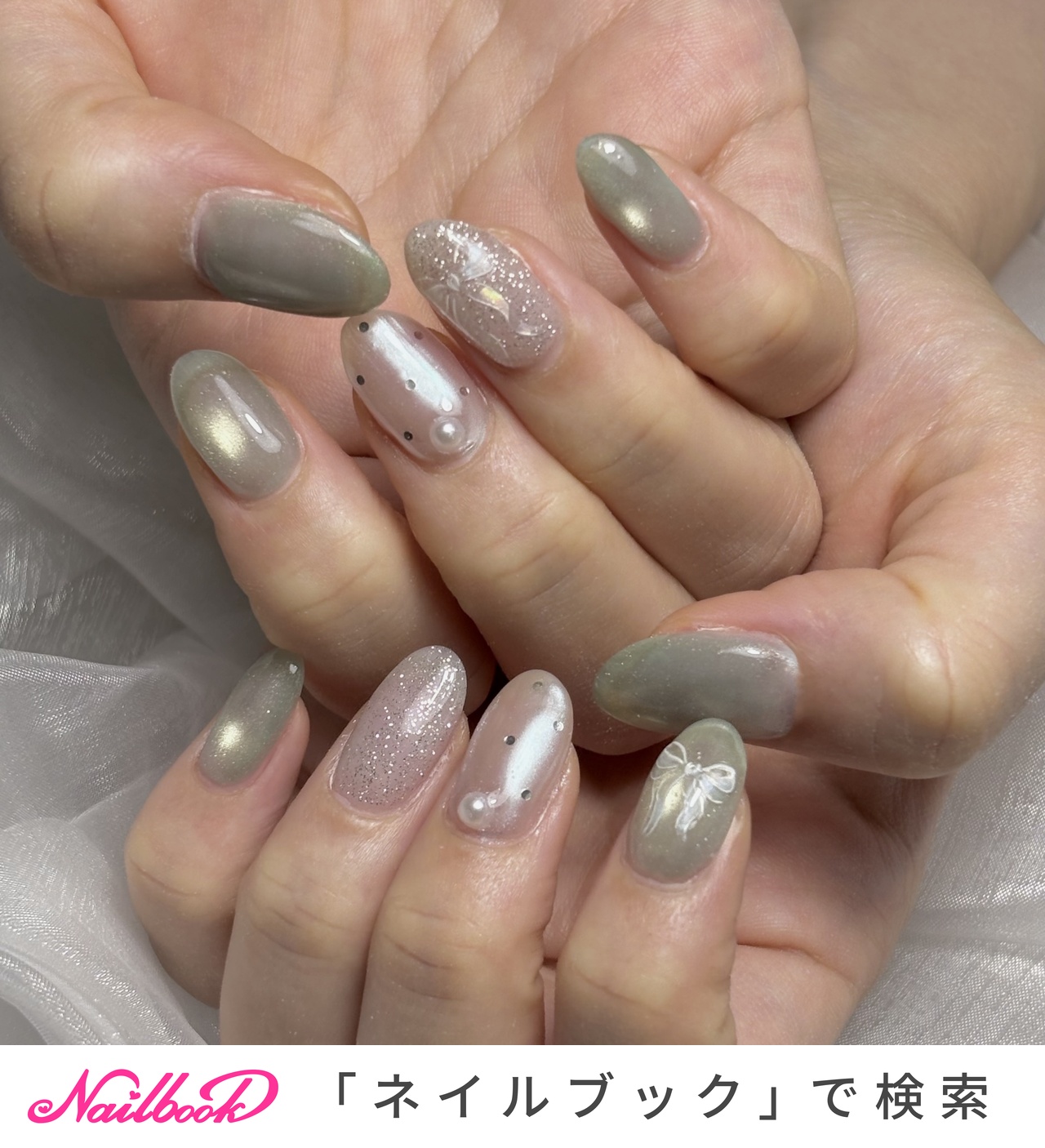 リボン/#ミントグリーンのネイルデザイン｜ネイルブック
