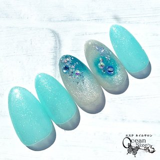 ターコイズ/ブルー/ネイルチップのネイルデザイン｜ネイルブック