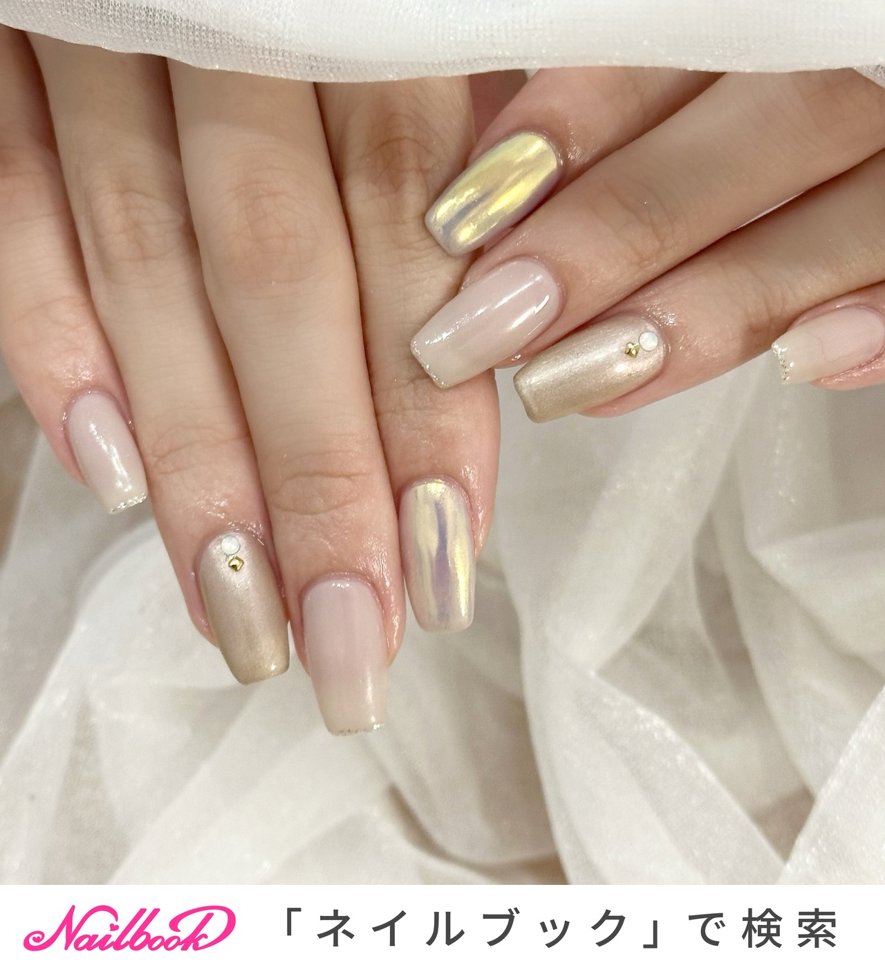 ミラーネイル(ミラー)/ワンホンネイルのネイルデザイン｜ネイルブック