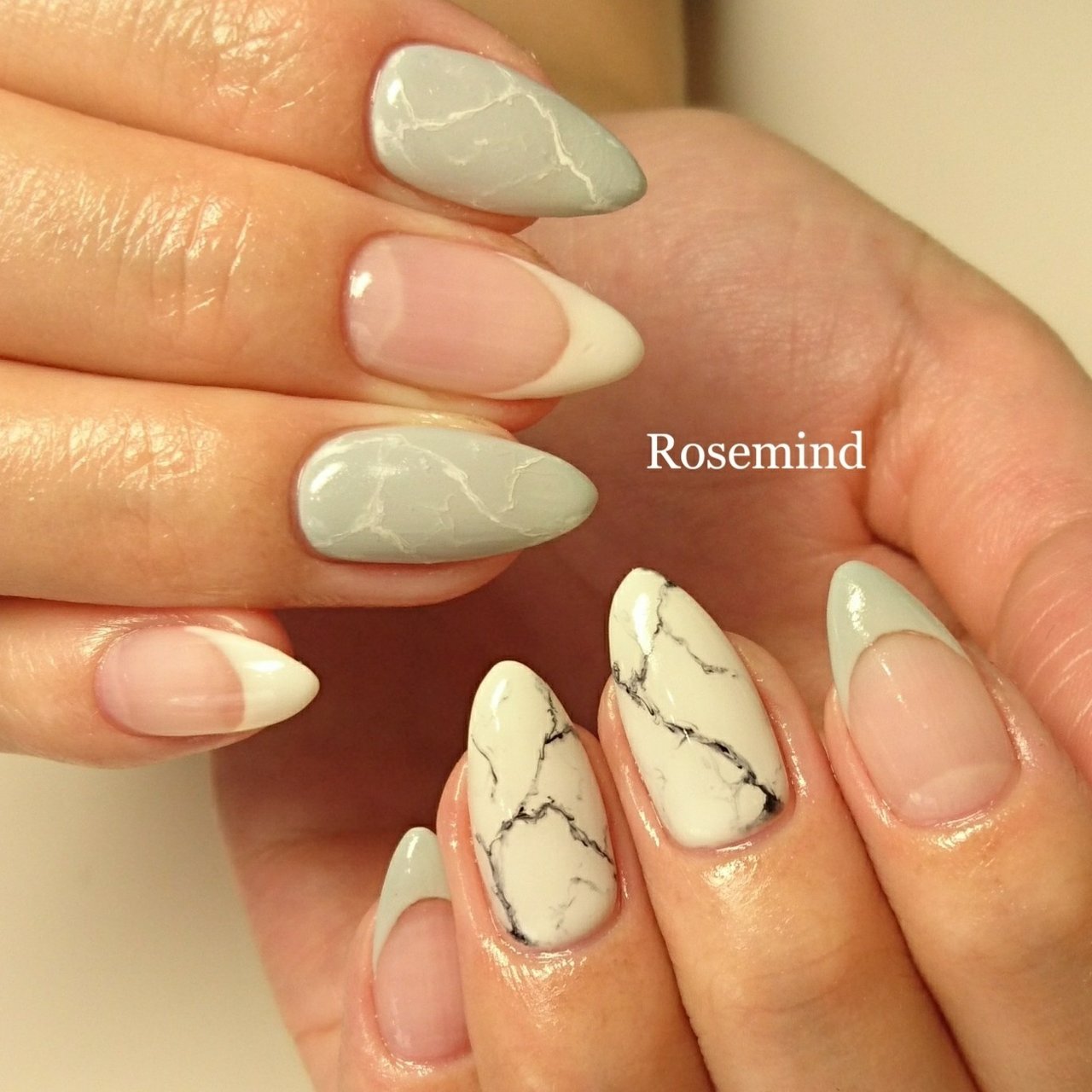 春 オフィス ハンド フレンチ 大理石 Nail Rosemindのネイルデザイン No ネイルブック