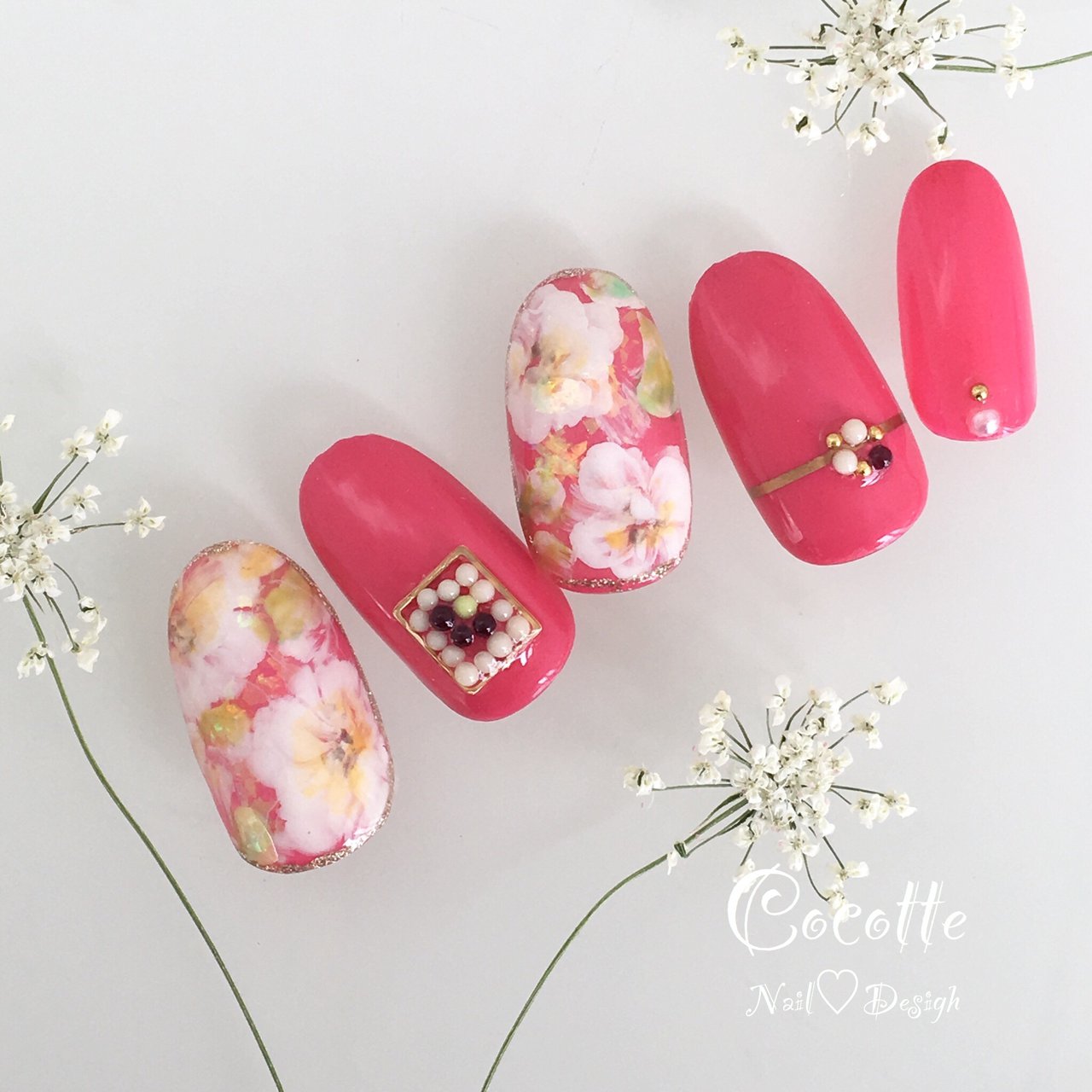 フラワー ニュアンス ピンク Nail Atelier Cocotte Mari Nemotoのネイルデザイン No ネイルブック