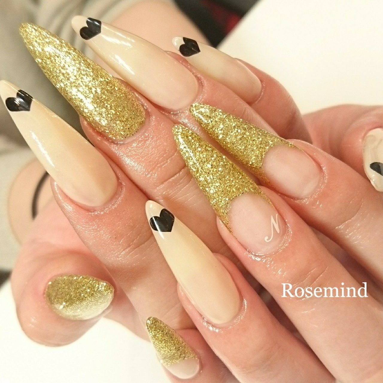 春 ハンド フレンチ ラメ ハート Nail Rosemindのネイルデザイン No ネイルブック