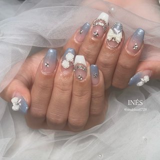 ワンホンネイル(ワンホン/中国ネイル/中華ネイル)/#青ネイルのネイル