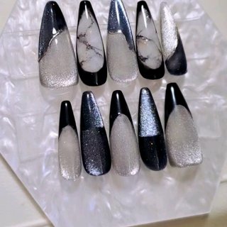 大理石 ブラックのネイルデザイン