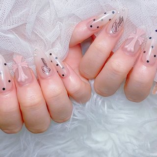 千鳥柄/ロング/黒ネイルのネイルデザイン｜ネイルブック