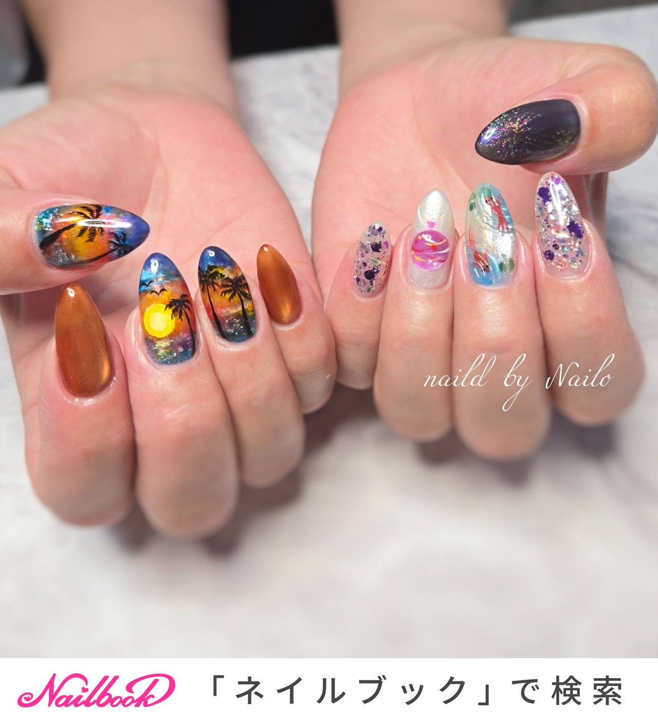 ハンド/#サンセットビーチネイルのネイルデザイン｜ネイルブック