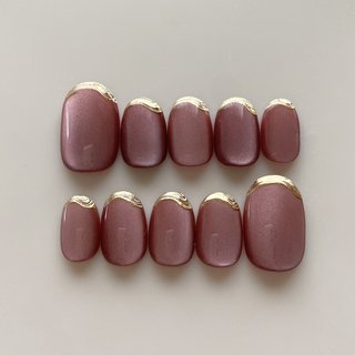 オーダーネイルチップ No.114 秋冬 暖色系 大人 上品デザイン ネイルチップ通販のネイルデザイン｜ネイルブック