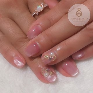 卒業式/マグネット/ピンクのネイルデザイン｜ネイルブック