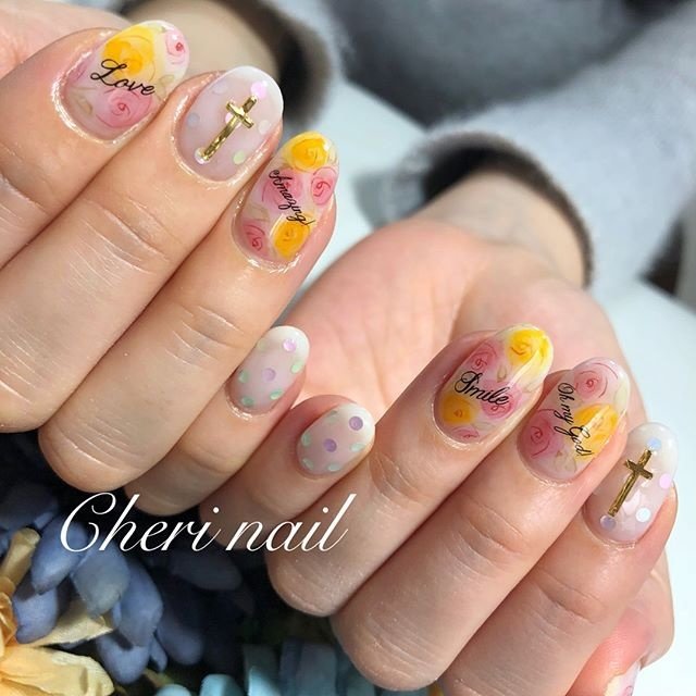 ハンド ホログラム フラワー たらしこみ ドット Cheri Nailのネイルデザイン No ネイルブック