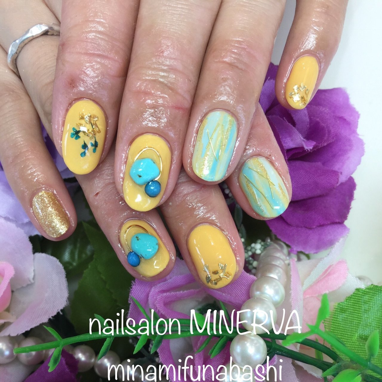 春 夏 リゾート エスニック 3d Nailsalon Minervaのネイルデザイン