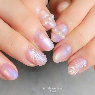 095【チップ・サイズ変更】【6点】マゼンタマグネット シェル 貝殻ネイル 095【チップ・サイズ変更】【6点】マゼンタマグネット シェル 貝殻