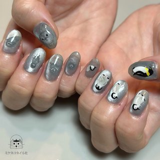 ネイルチップニュアンス海ぷっくりアザラシごまちゃん貝903 ショート/#アザラシネイルのネイルデザイン｜ネイルブック