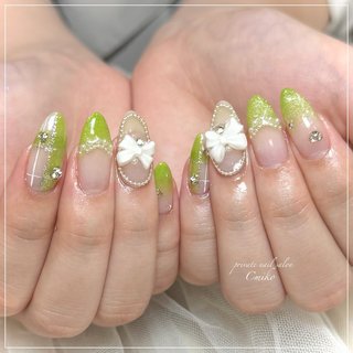 推し活/#黄緑ネイルのネイルデザイン｜ネイルブック