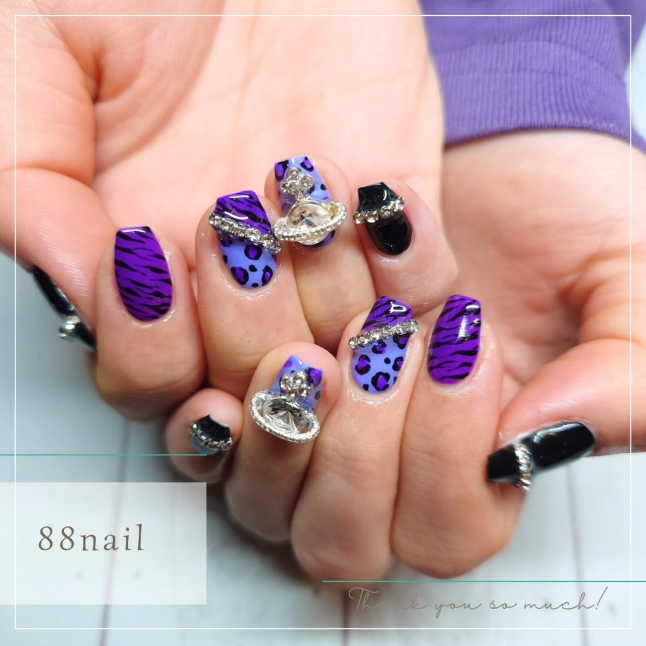 秋/オールシーズン/ハンド/ラメ/アニマル柄 - 88nailのネイルデザイン