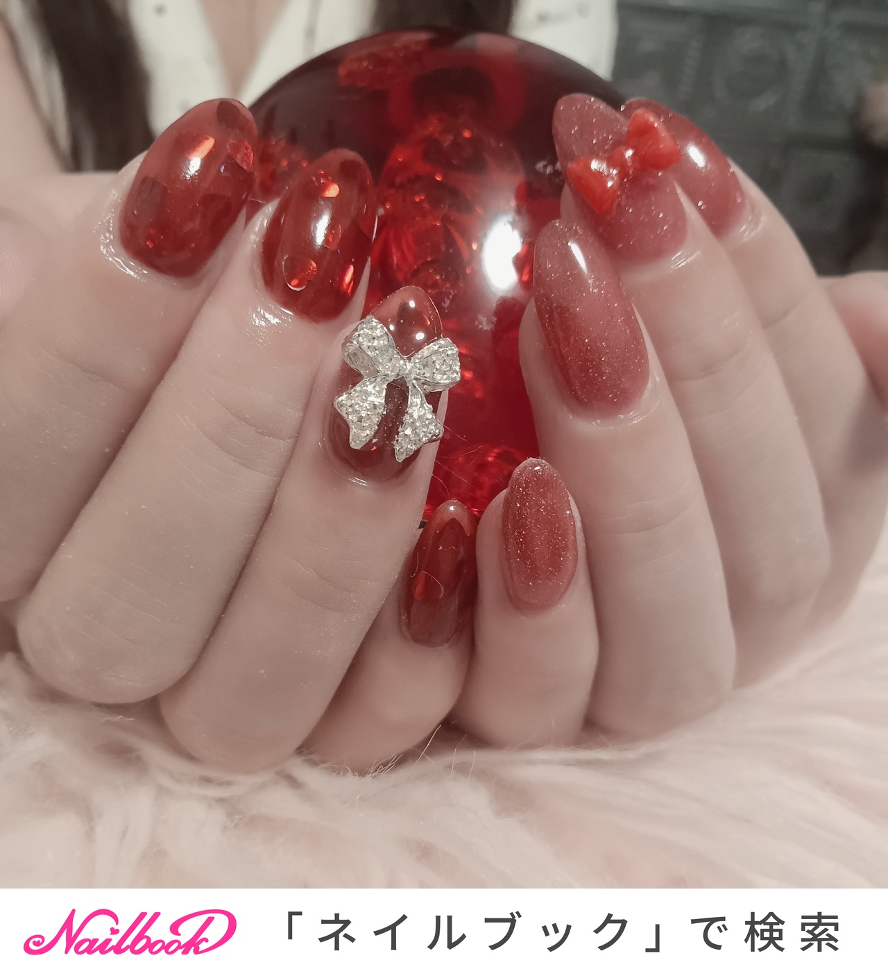 78))ハートネイル キラキラ フレンチガーリー 埋めつくしネイル ネイルチップ ハート埋めつくしのネイルデザイン｜ネイルブック