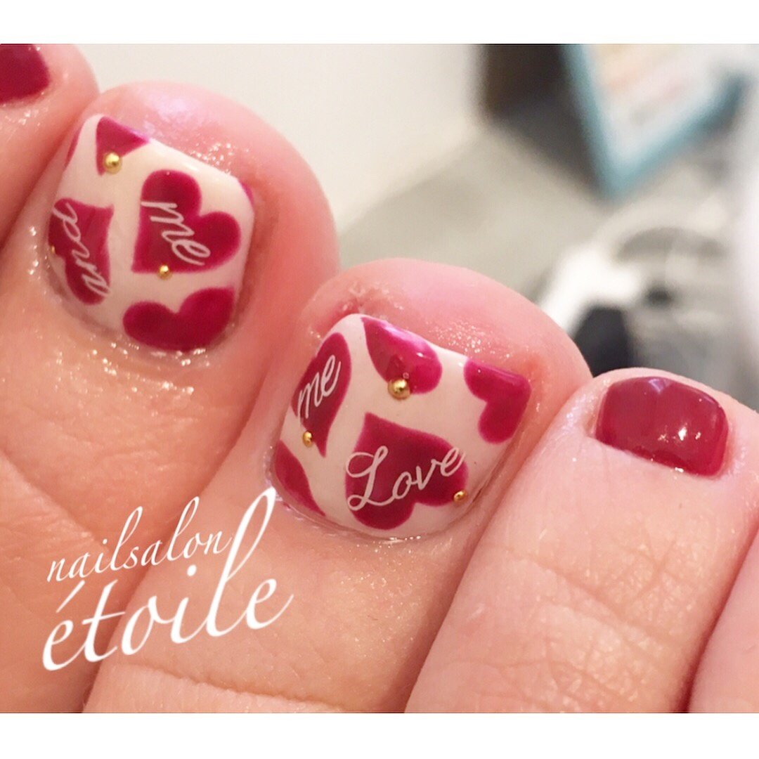 オールシーズン バレンタイン デート フット ハート Nailsalon Etoile Yukiのネイルデザイン No ネイル ブック