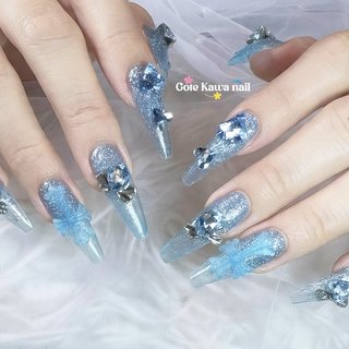 ブルー(青)/クロムネイルのネイルデザイン｜ネイルブック