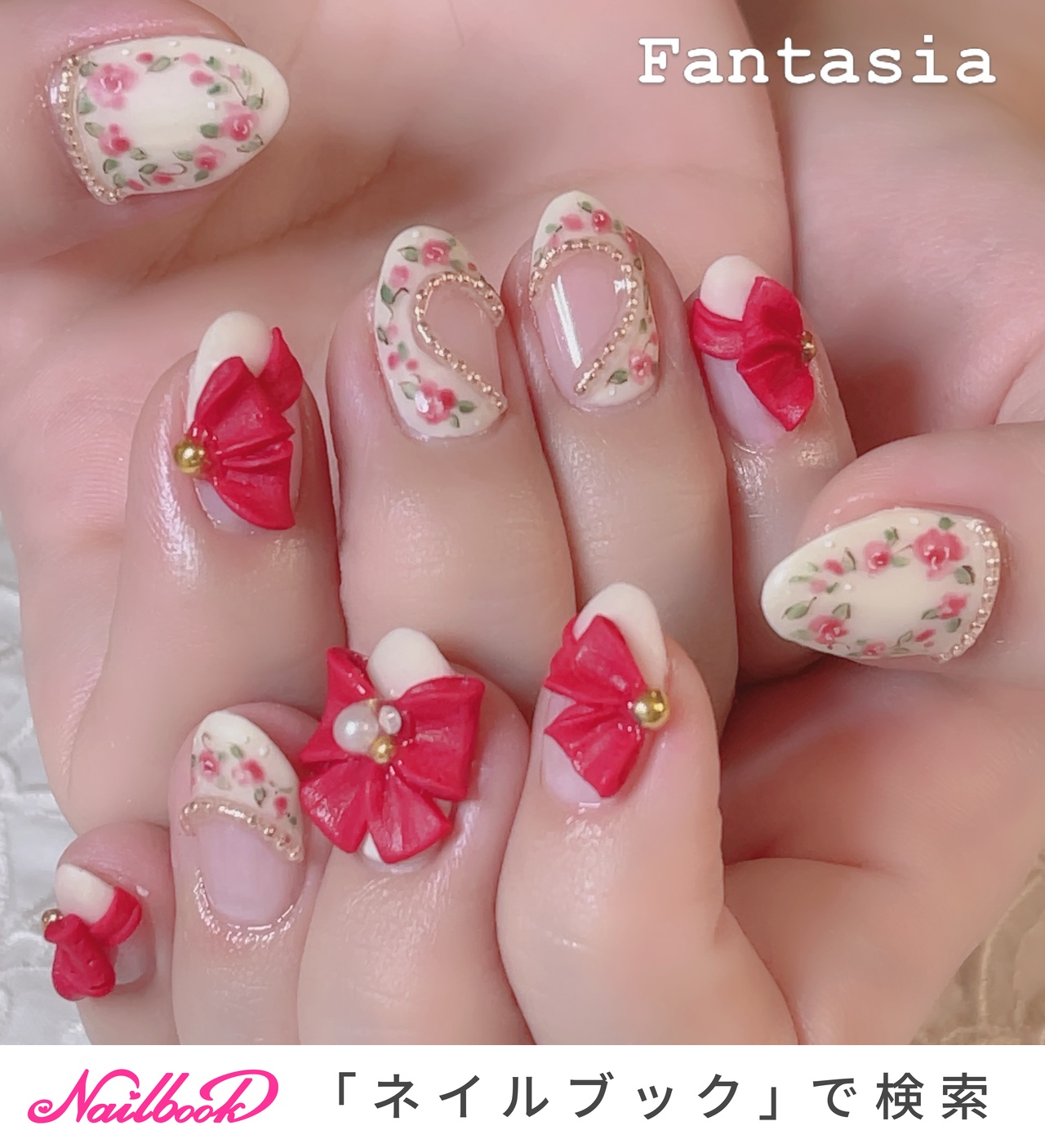 2026年】新着順｜フラワー/リボン/#薔薇ネイルのネイルデザイン