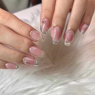 ワンホンネイル(ワンホン/中国ネイル/中華ネイル)/ガラスフレンチの