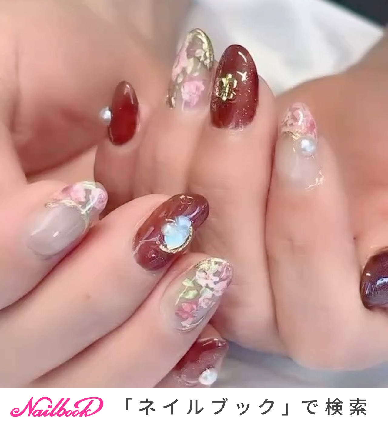 ビジュー/フラワーのネイルデザイン｜ネイルブック
