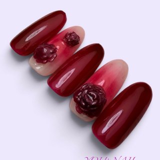 ワンホンネイル(ワンホン/中国ネイル/中華ネイル)/#薔薇ネイルのネイル