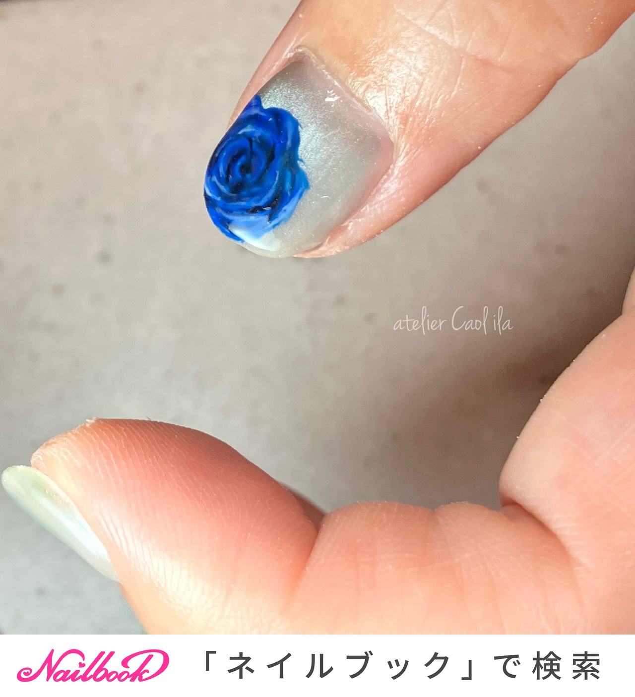 ブルー(青)/薔薇ネイルのネイルデザイン｜ネイルブック