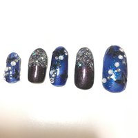 ブルー ネイビー マニキュアのネイルデザイン ネイルブック