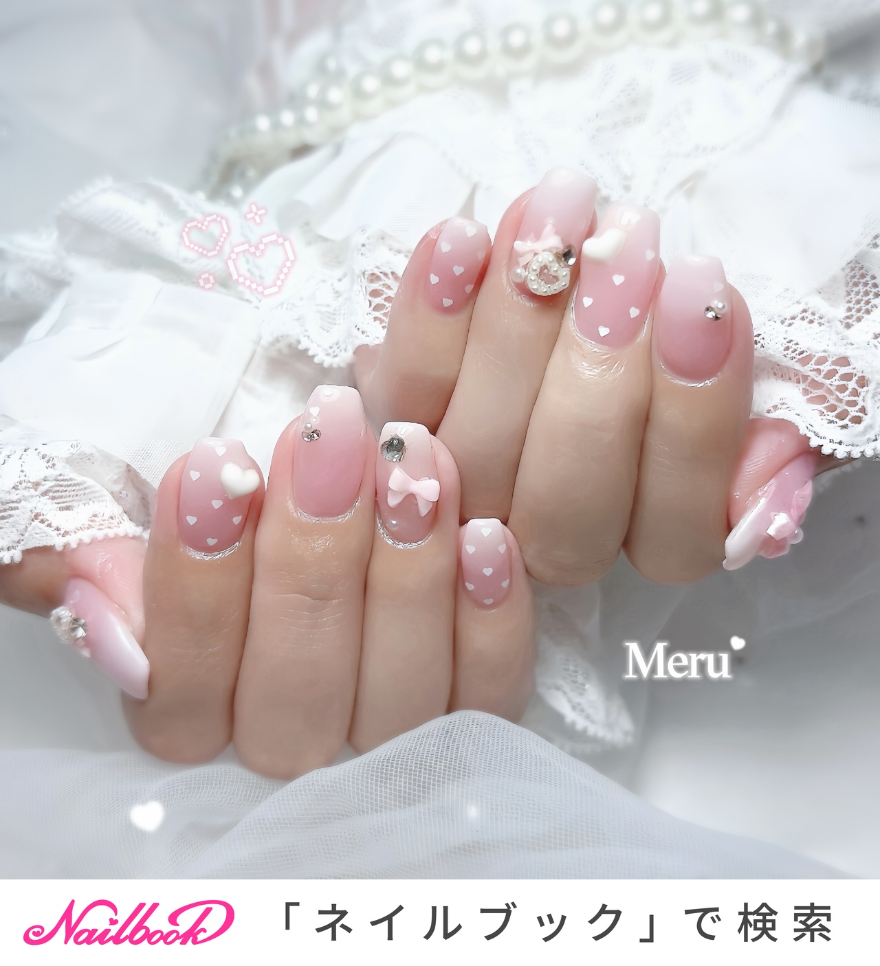 リボンガーリーネイル リボン/#ガーリーネイルのネイルデザイン｜ネイルブック