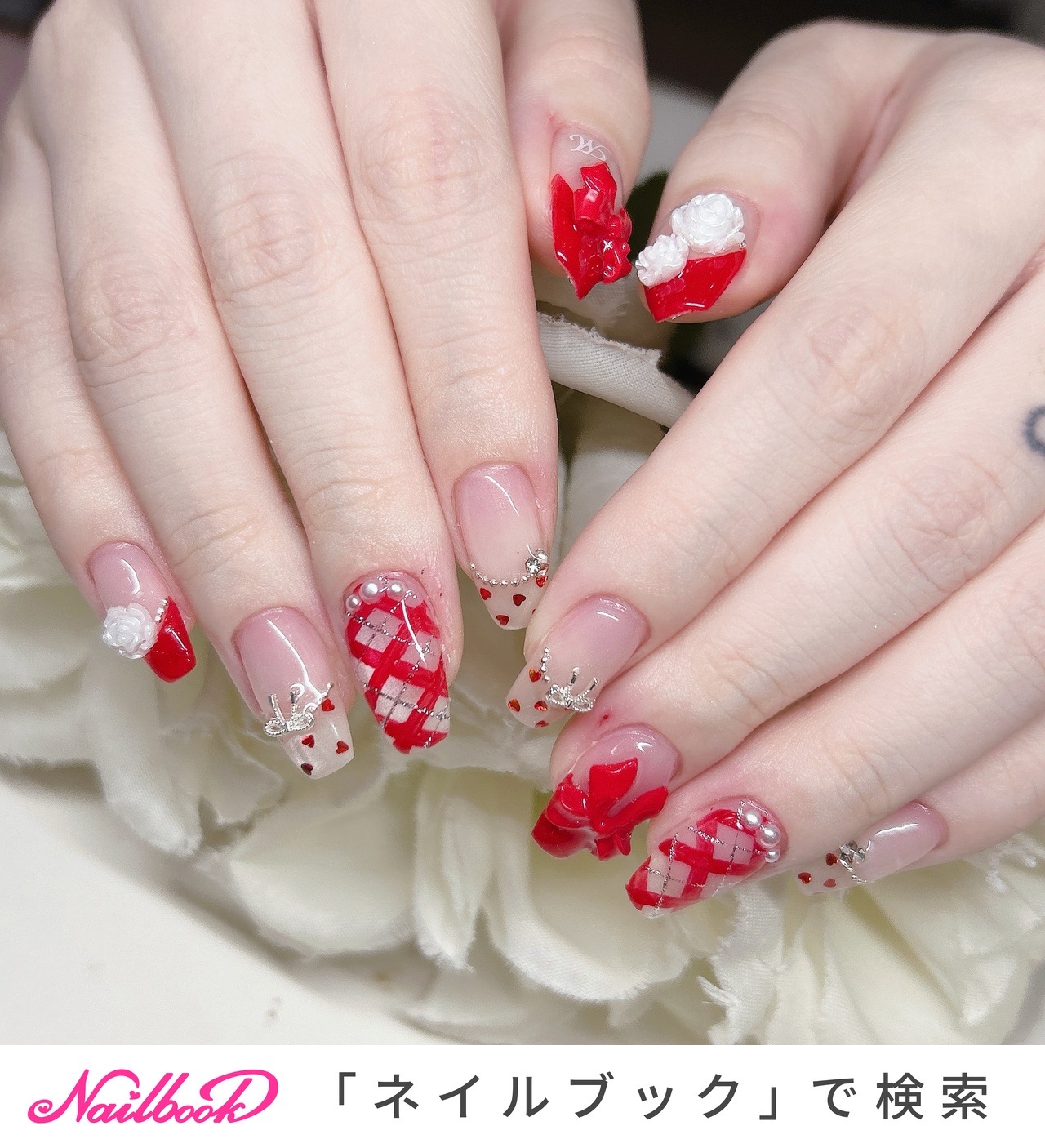 リボン/#薔薇のネイルデザイン｜ネイルブック