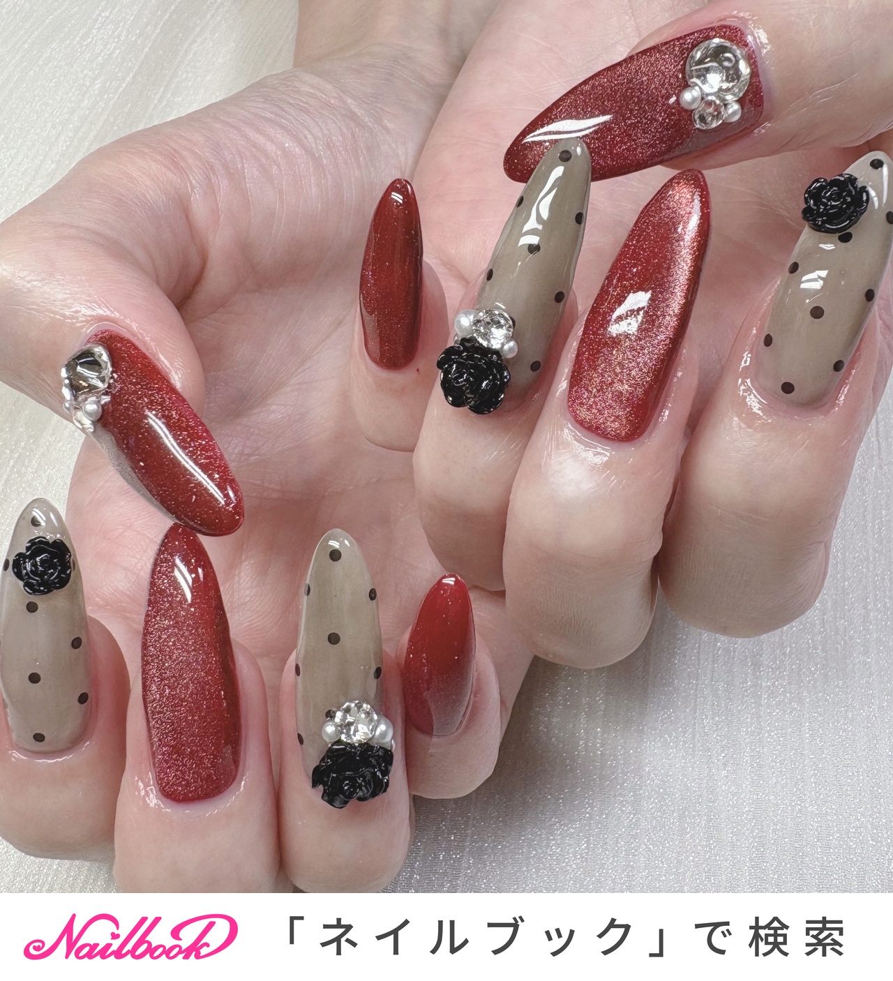薔薇パーツのネイルデザイン｜ネイルブック