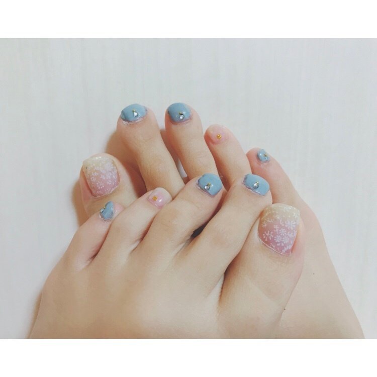 春 フット フラワー レース ホワイト Miiko Disneyのネイルデザイン No ネイルブック