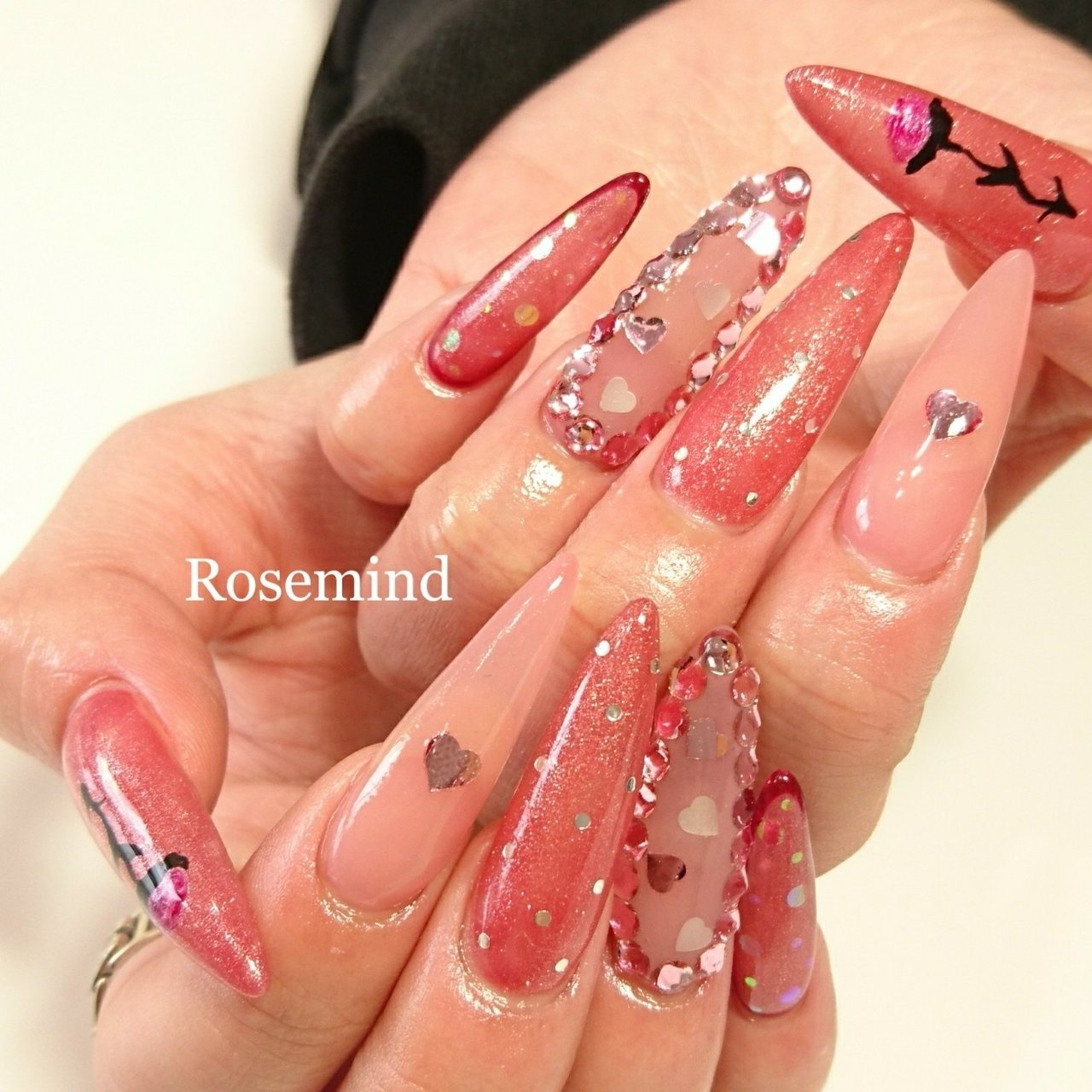 春 ハンド ホログラム ラメ ビジュー Nail Rosemindのネイルデザイン No ネイルブック