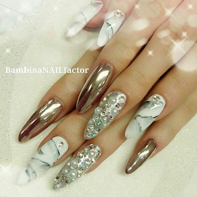 ミラー ロング スカルプチュア Bambinanailfactorkiyokoのネイルデザイン No ネイルブック