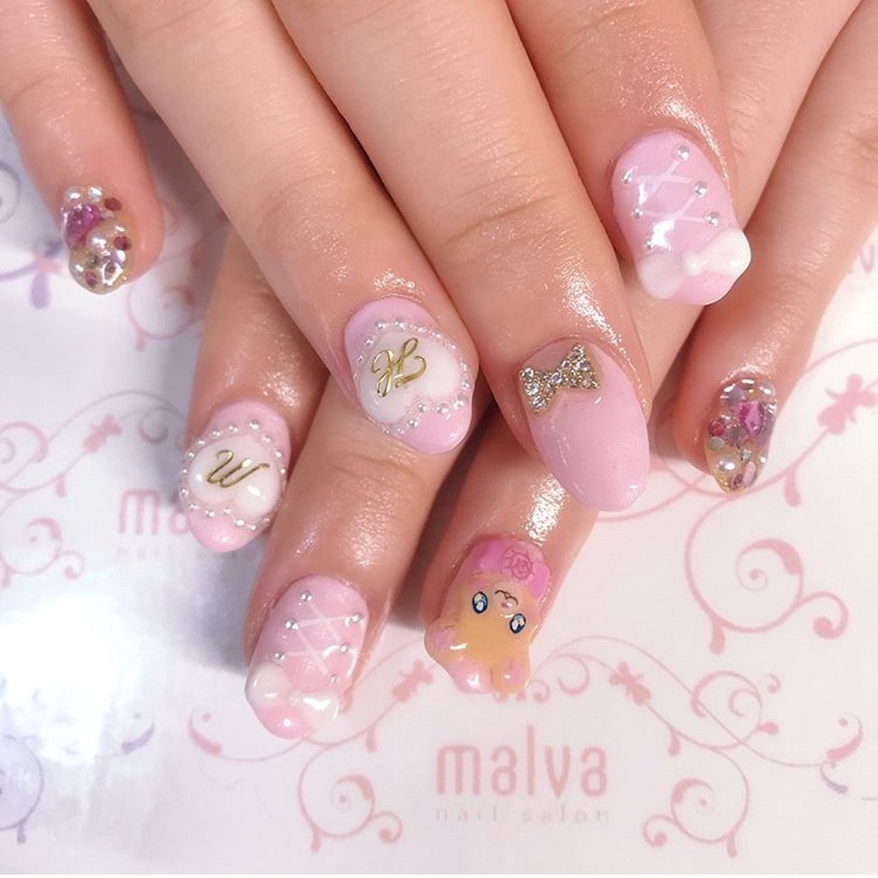 オールシーズン ハンド アニマル柄 3d ミディアム Nailsalon Malva 原宿店のネイルデザイン No ネイルブック