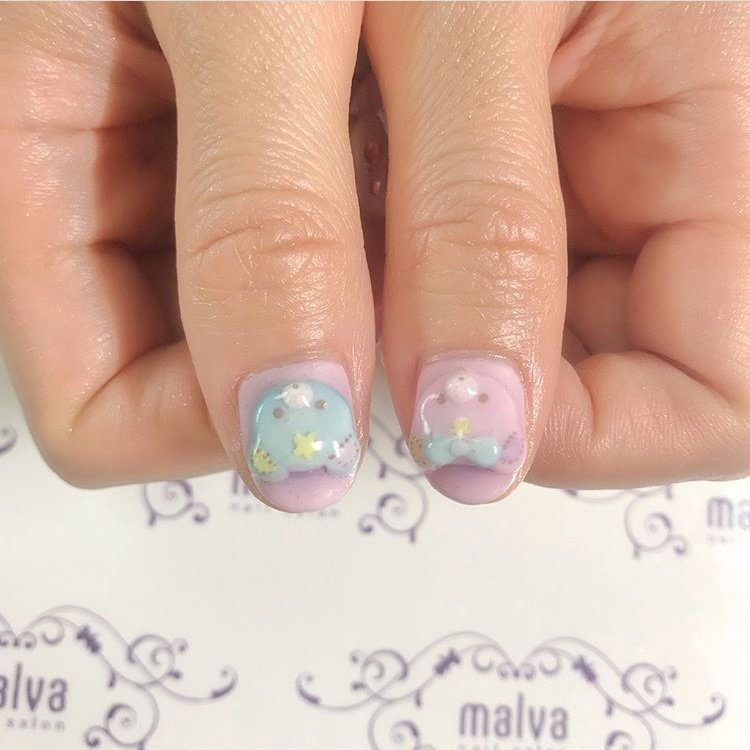 オールシーズン ハンド キャラクター 3d ミディアム Nailsalon Malva 原宿店のネイルデザイン No ネイルブック