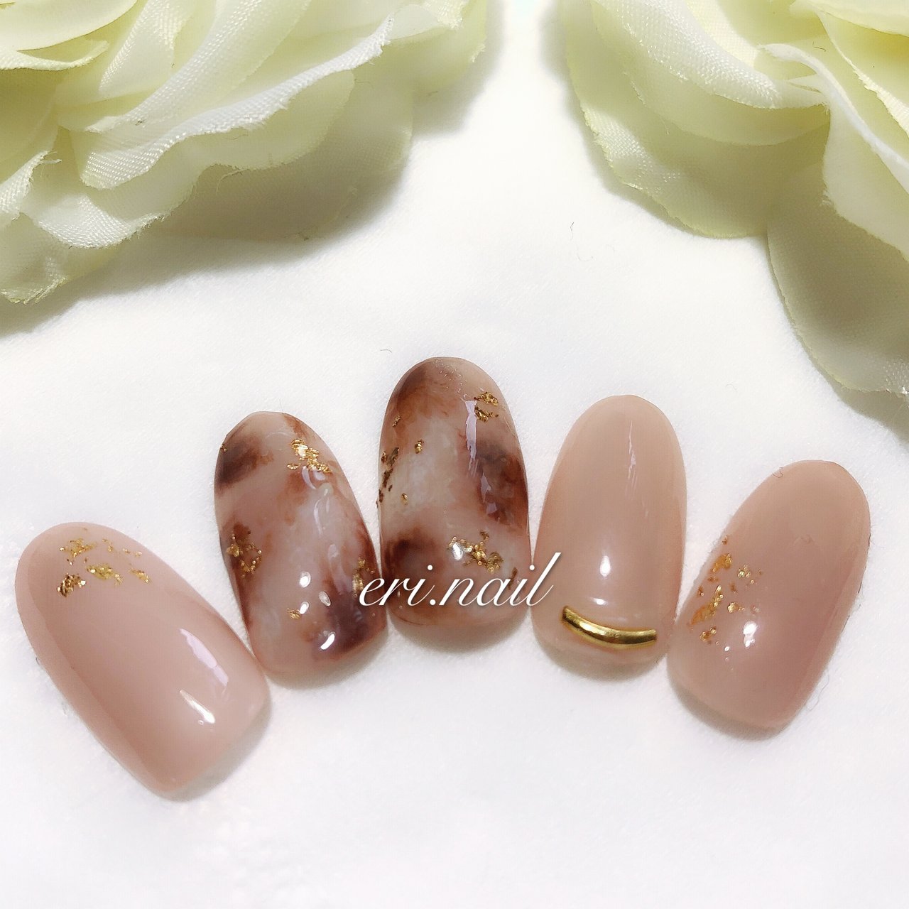 オールシーズン ワンカラー タイダイ ベージュ ブラウン えりのネイルデザイン No ネイルブック