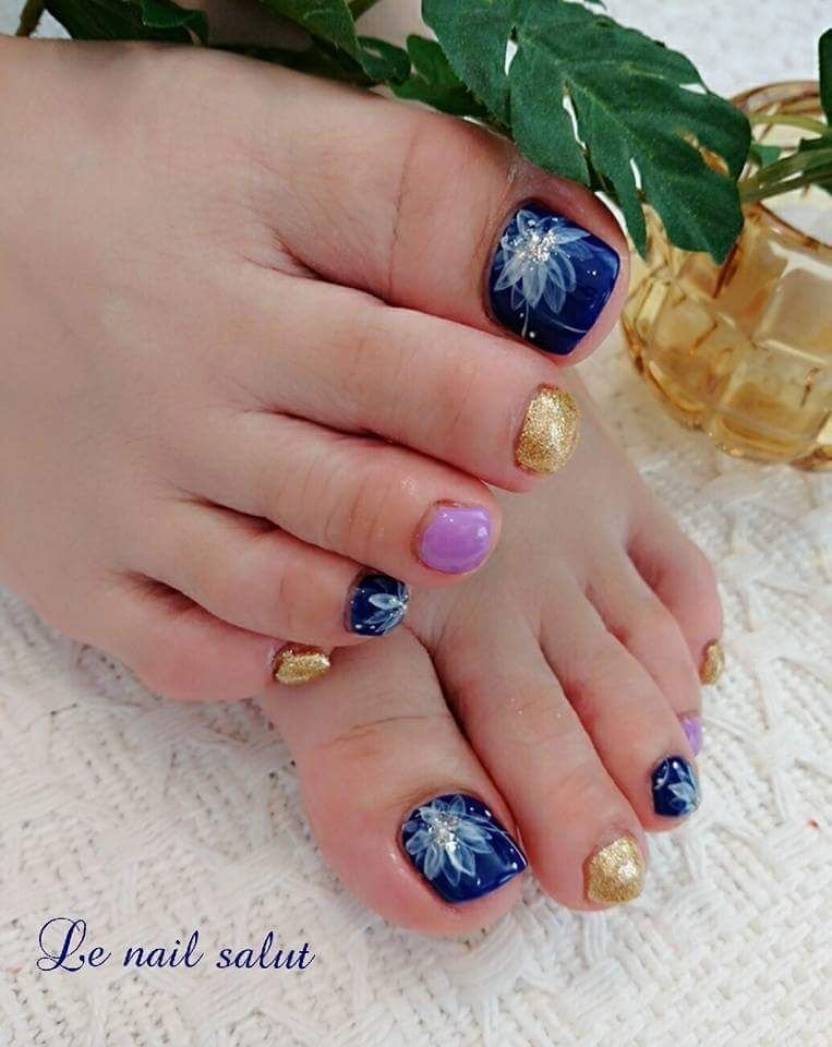 夏 秋 フット ブルー ジェル Lenailsalutのネイルデザイン No ネイルブック