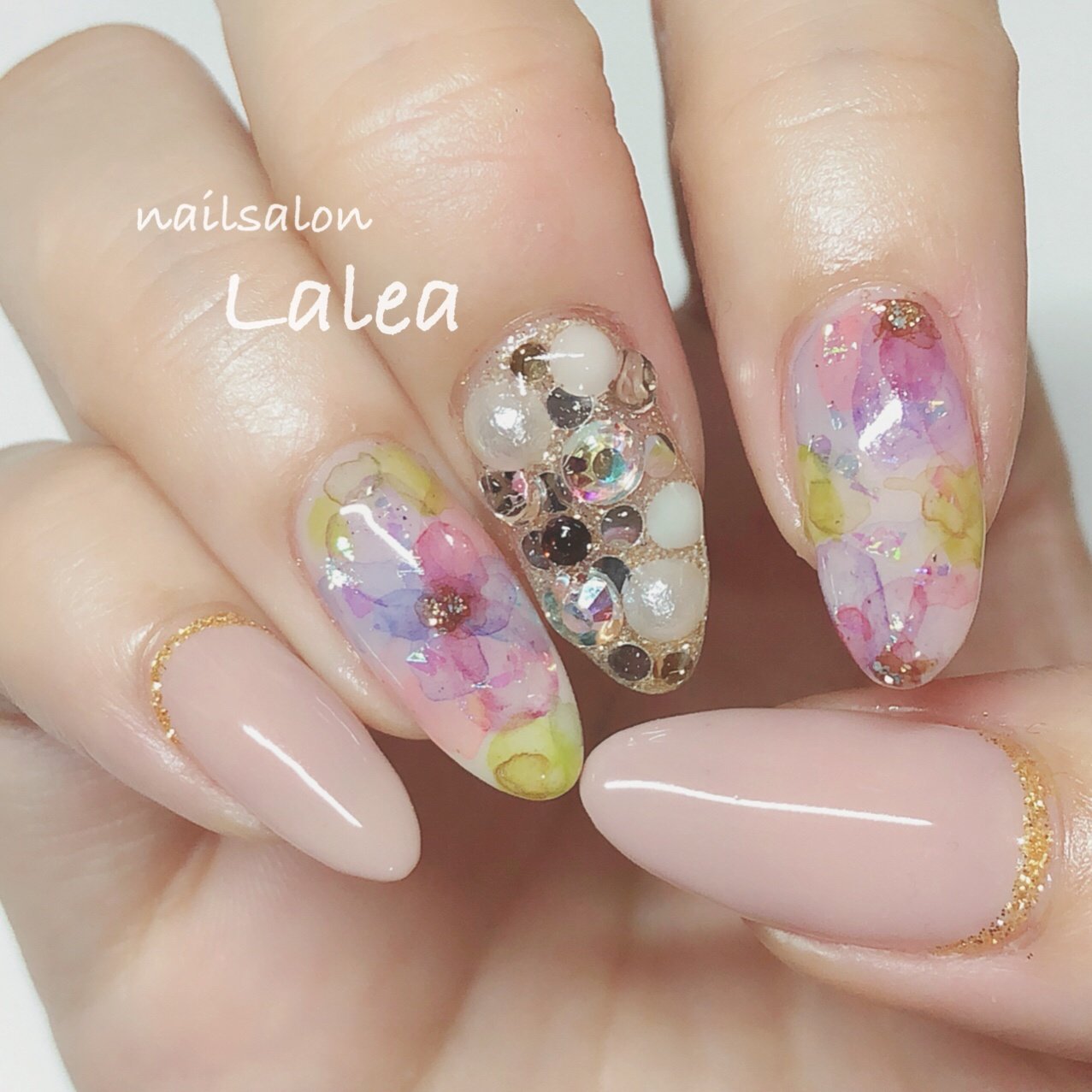 春 梅雨 ハンド ワンカラー フラワー Nailsalonlalea Nooknailのネイルデザイン No ネイルブック