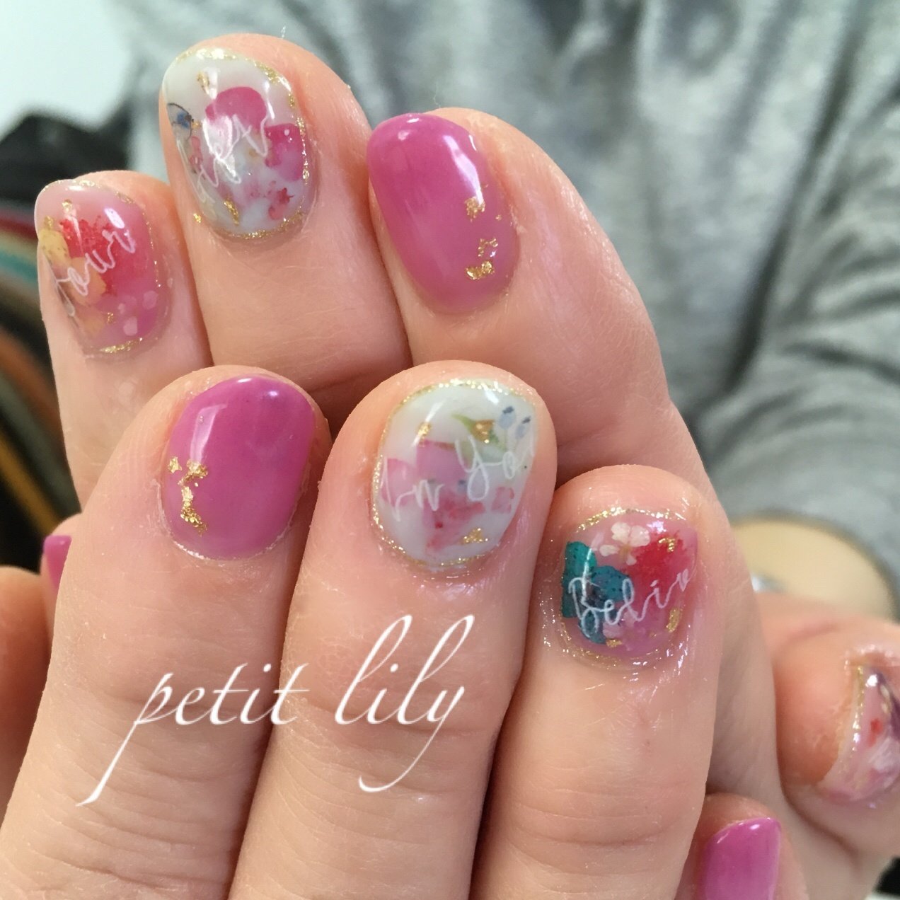 オールシーズン ハンド 押し花 ショート ピンク Sayuriのネイルデザイン No ネイルブック