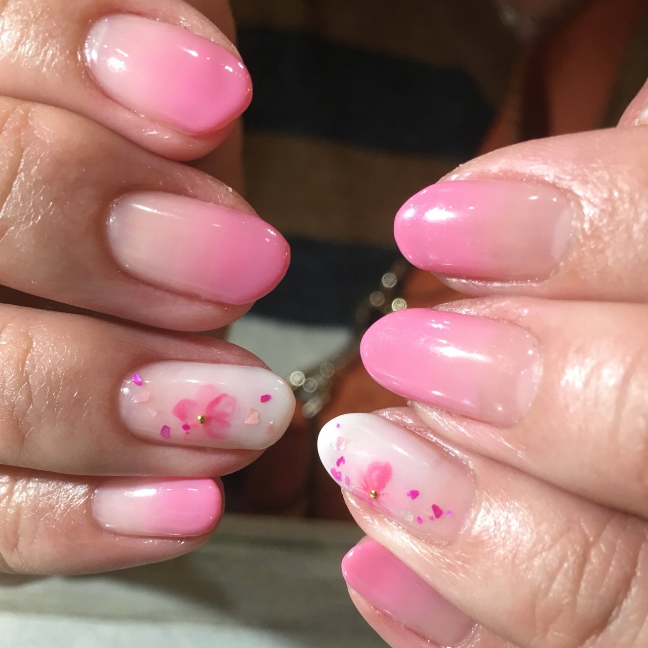 ハンド フラワー シェル ショート ピンク 宮城県 石巻 ロージーネイル Rosy Nail Pupuu Rosyのネイル デザイン No ネイルブック