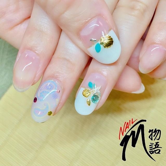 夏 海 デート ハンド シェル 爪師真央のネイルデザイン No ネイルブック