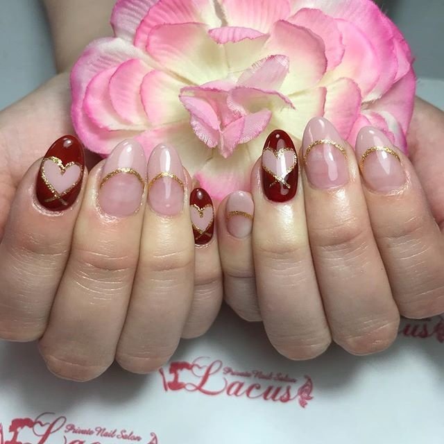 春 バレンタイン ハンド フレンチ くりぬき Lacus Nailのネイルデザイン No ネイルブック