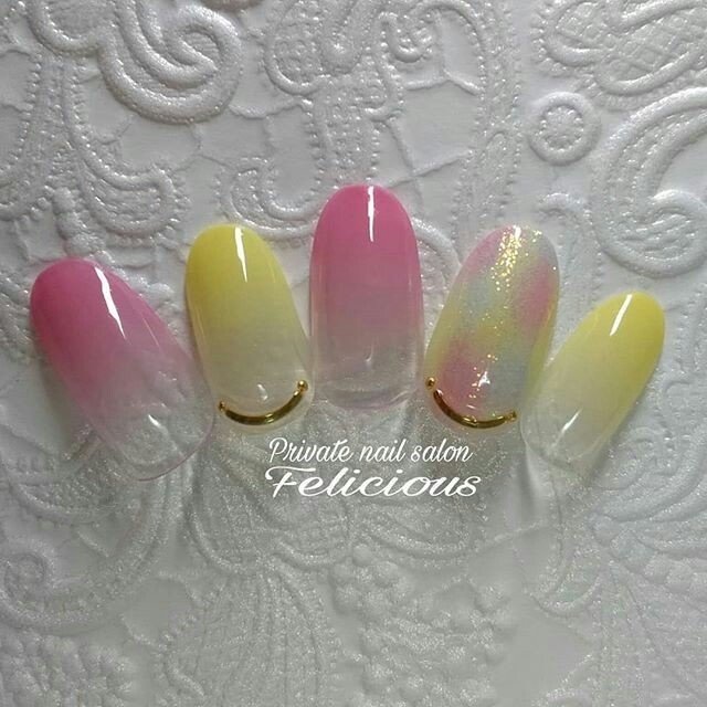 春 ハンド グラデーション タイダイ ピンク Felicious Nailのネイルデザイン No ネイルブック